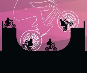 Set of extreme bikers vector silhouettes 08