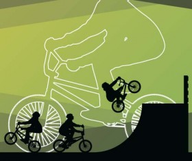 Set of extreme bikers vector silhouettes 10