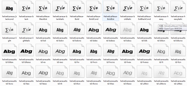 Set of helveticaneue Fonts