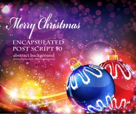 Shining christmas background with baubles vector 01