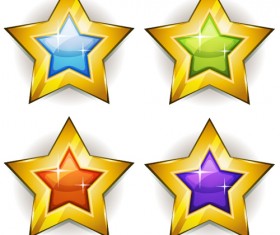 Shining gold stars icons vector