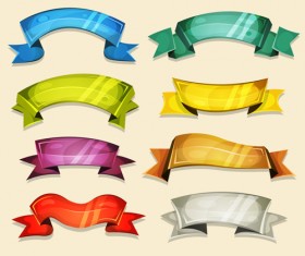Shiny cartoon ribbons vectors 02