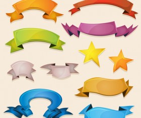 Shiny cartoon ribbons vectors 03
