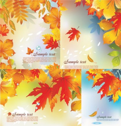 Shiny maple leaf background vector set