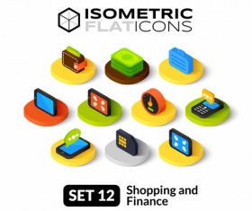 Shopping with finance flat icons vector 01
