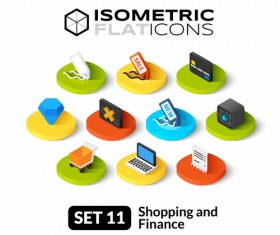 Shopping with finance flat icons vector 02