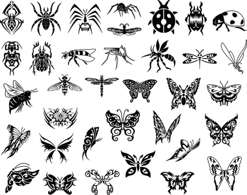 Silhouettes insects vector design