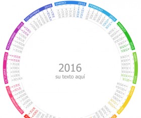 Spanish 2016 grid calendar vector material 01