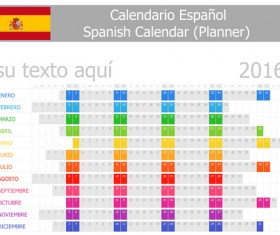 Spanish 2016 grid calendar vector material 03