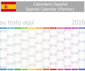 Spanish 2016 grid calendar vector material 04