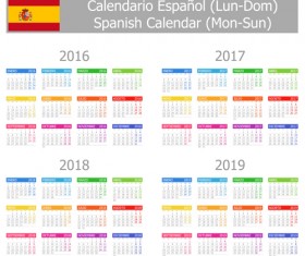 Spanish 2016 grid calendar vector material 06