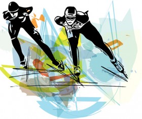 Speed skating fraffiti vector