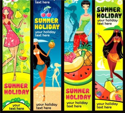 Summer beauty banner set vector