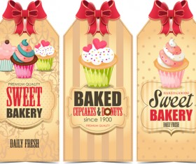 Sweet cupcake with ribbon bow vector 01