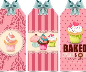 Sweet cupcake with ribbon bow vector 02