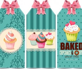 Sweet cupcake with ribbon bow vector 03