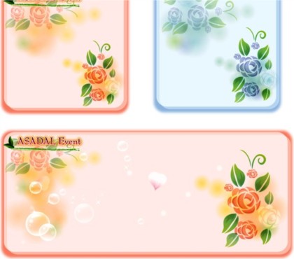 Sweet rose stationery vector banners