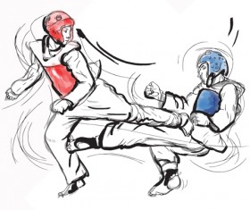 Taekwondo watercolor hand drawing vector 04