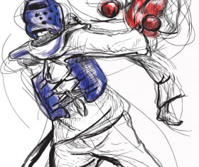 Taekwondo watercolor hand drawing vector 10