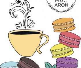 Tea with hamburger hand drawn vector