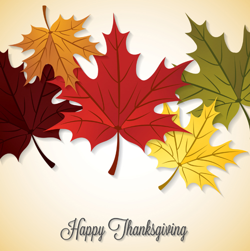Thanksgiving background with maple leaf vector design 02