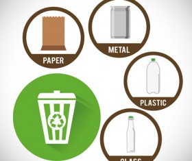 Trash can with eco icons vector 01