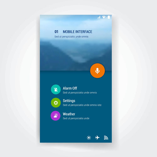 Vector mobile interface template material 06