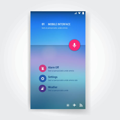 Vector mobile interface template material 07