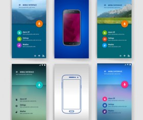 Vector mobile interface template material 08