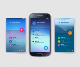 Vector mobile interface template material 09