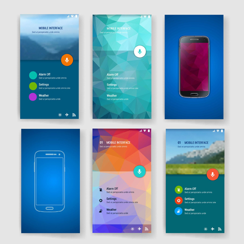 Vector mobile interface template material 10