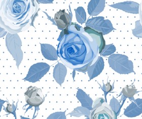 Vintage blue roses pattern seamless vector