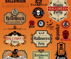 Vintage halloween labels vectors material