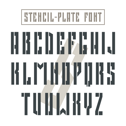 Vintage stehcil-plate fonts vector free download