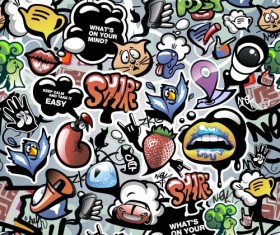 Wall graffiti patter seamless vector 03