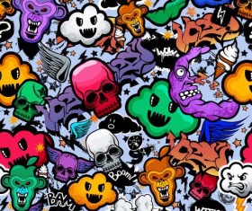 Wall graffiti patter seamless vector 04