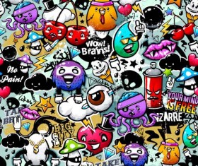 Wall graffiti patter seamless vector 05