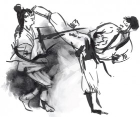 Watercolor drawn karate vector graphics 03