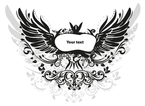 Wings with text frame decorative vector 02