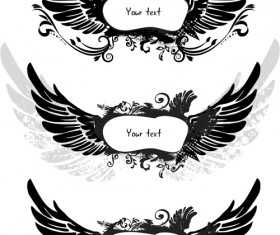 Wings with text frame decorative vector 03