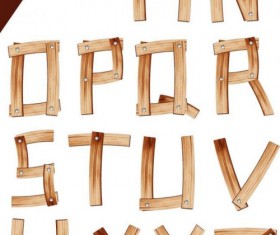 Wood texture alphabet vector material
