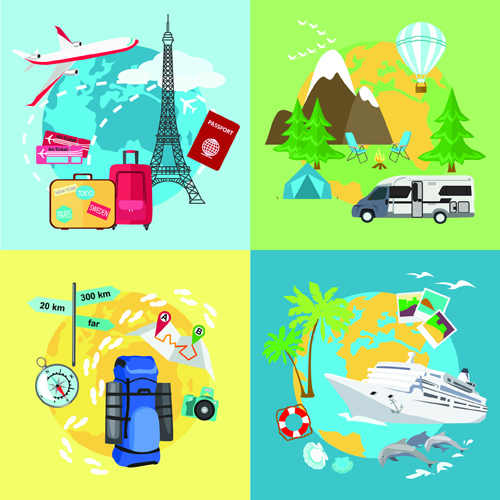 World travel design elements vector illustration 04