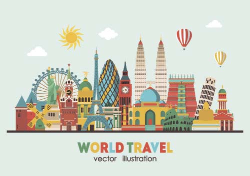 World travel design elements vector illustration 08
