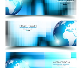World with high tech banners vector 01