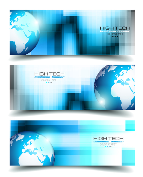 World with high tech banners vector 01