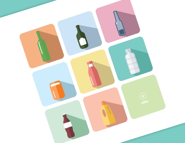 flat bottle icons vector material