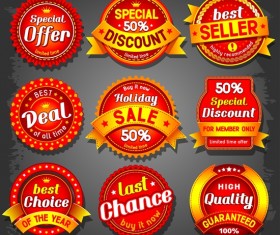 holiday sale red labels vector set