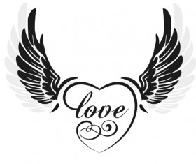 love wings with heart vector material 01