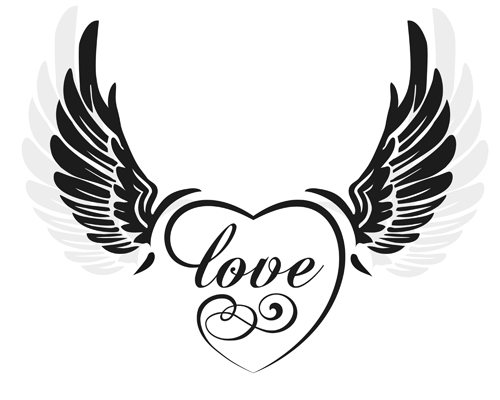 love wings with heart vector material 01 free download
