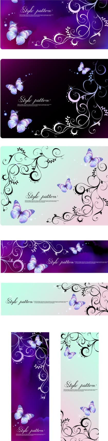 purple butterfly banners with background vector